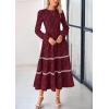 imagePRETTYGARDEN Womens Spring Midi Dress Fall Elegant Long Sleeve Smocked Flowy Boho Floral Wedding Guest Party DressesWine Red