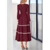 imagePRETTYGARDEN Womens Spring Midi Dress Fall Elegant Long Sleeve Smocked Flowy Boho Floral Wedding Guest Party DressesWine Red