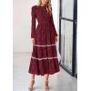 imagePRETTYGARDEN Womens Spring Midi Dress Fall Elegant Long Sleeve Smocked Flowy Boho Floral Wedding Guest Party DressesWine Red