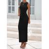 imagePRETTYGARDEN Womens Summer Wedding Guest Dresses 2025 Sleeveless Ruched Bodycon Fitted Maxi Long Cocktail Dress with SlitBlack