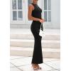 imagePRETTYGARDEN Womens Summer Wedding Guest Dresses 2025 Sleeveless Ruched Bodycon Fitted Maxi Long Cocktail Dress with SlitBlack