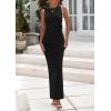imagePRETTYGARDEN Womens Summer Wedding Guest Dresses 2025 Sleeveless Ruched Bodycon Fitted Maxi Long Cocktail Dress with SlitBlack