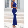 imagePRETTYGARDEN Womens Summer Wedding Guest Dresses 2025 Sleeveless Ruched Bodycon Fitted Maxi Long Cocktail Dress with SlitBlue