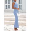 imagePRETTYGARDEN Womens Summer Wedding Guest Dresses 2025 Sleeveless Ruched Bodycon Fitted Maxi Long Cocktail Dress with SlitLight Blue