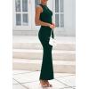 imagePRETTYGARDEN Womens Summer Wedding Guest Dresses 2025 Sleeveless Ruched Bodycon Fitted Maxi Long Cocktail Dress with SlitOlive Green
