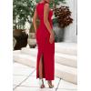 imagePRETTYGARDEN Womens Summer Wedding Guest Dresses 2025 Sleeveless Ruched Bodycon Fitted Maxi Long Cocktail Dress with SlitRed