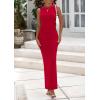 imagePRETTYGARDEN Womens Summer Wedding Guest Dresses 2025 Sleeveless Ruched Bodycon Fitted Maxi Long Cocktail Dress with SlitRed