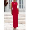 imagePRETTYGARDEN Womens Summer Wedding Guest Dresses 2025 Sleeveless Ruched Bodycon Fitted Maxi Long Cocktail Dress with SlitRed