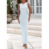 imagePRETTYGARDEN Womens Summer Wedding Guest Dresses 2025 Sleeveless Ruched Bodycon Fitted Maxi Long Cocktail Dress with SlitWhite