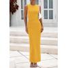 imagePRETTYGARDEN Womens Summer Wedding Guest Dresses 2025 Sleeveless Ruched Bodycon Fitted Maxi Long Cocktail Dress with SlitYellow