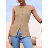 imagePRETTYGARDEN Womens Sweater Vest Button Down Summer Tank Tops 2025 Sleeveless Knit Vests Fashion Business Casual OutfitsKhaki