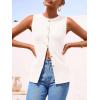 imagePRETTYGARDEN Womens Sweater Vest Button Down Summer Tank Tops 2025 Sleeveless Knit Vests Fashion Business Casual OutfitsWhite
