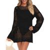 imagePRETTYGARDEN Womens 2025 Swimsuit Cover Ups Crochet Knit Bathing Suit Swimwear Summer Dresses Fashion Beach Vacation ClothesBlack