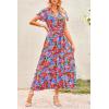 imagePRETTYGARDEN Women Boho Summer Side Split Deep V Neck Short Sleeves Maxi Dress with BeltMulti Floral