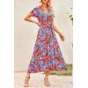 imagePRETTYGARDEN Women Boho Summer Side Split Deep V Neck Short Sleeves Maxi Dress with BeltMulti Floral