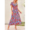 imagePRETTYGARDEN Women Boho Summer Side Split Deep V Neck Short Sleeves Maxi Dress with BeltMulti Floral