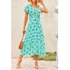 imagePRETTYGARDEN Women Boho Summer Side Split Deep V Neck Short Sleeves Maxi Dress with BeltPrint Green