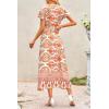 imagePRETTYGARDEN Women Boho Summer Side Split Deep V Neck Short Sleeves Maxi Dress with BeltPrint Yellow