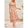 imagePRETTYGARDEN Women Boho Summer Side Split Deep V Neck Short Sleeves Maxi Dress with BeltPrint Yellow