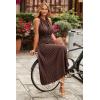 imagePRETTYGARDEN Womens Midi Summer Dresses Casual V Neck Swiss Dot Ruffle Sleeveless A Line Beach Sun DressBrown