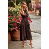 imagePRETTYGARDEN Womens Midi Summer Dresses Casual V Neck Swiss Dot Ruffle Sleeveless A Line Beach Sun DressBrown