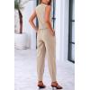 imagePRETTYGARDEN Womens Summer Two Piece Outfits V Neck Button Front Cropped Tank Tops Vest Pockets Pants Cotton Matching SetsLight Khaki