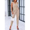 imagePRETTYGARDEN Womens Summer Two Piece Outfits V Neck Button Front Cropped Tank Tops Vest Pockets Pants Cotton Matching SetsLight Khaki