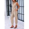 imagePRETTYGARDEN Womens Summer Two Piece Outfits V Neck Button Front Cropped Tank Tops Vest Pockets Pants Cotton Matching SetsLight Khaki