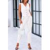 imagePRETTYGARDEN Womens Summer Two Piece Outfits V Neck Button Front Cropped Tank Tops Vest Pockets Pants Cotton Matching SetsWhite
