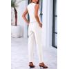 imagePRETTYGARDEN Womens Summer Two Piece Outfits V Neck Button Front Cropped Tank Tops Vest Pockets Pants Cotton Matching SetsWhite