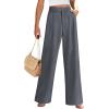 imagePRETTYGARDEN Womens Summer Work Pants Elastic High Waisted Straight Leg Business Casual Dressy Trousers Slacks with PocketsDark Grey