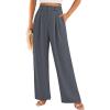 imagePRETTYGARDEN Womens Summer Work Pants Elastic High Waisted Straight Leg Business Casual Dressy Trousers Slacks with PocketsDark Grey