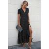 imagePRETTYGARDEN Womens Summer Wrap Maxi Dress Casual Boho Floral V Neck Short Sleeve Ruffle Hem Split Beach Long DressesBlackWhite