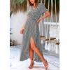 imagePRETTYGARDEN Womens Summer Wrap Maxi Dress Casual Boho Floral V Neck Short Sleeve Ruffle Hem Split Beach Long DressesDot Black White