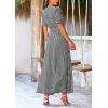 imagePRETTYGARDEN Womens Summer Wrap Maxi Dress Casual Boho Floral V Neck Short Sleeve Ruffle Hem Split Beach Long DressesDot Black White