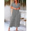 imagePRETTYGARDEN Womens Summer Wrap Maxi Dress Casual Boho Floral V Neck Short Sleeve Ruffle Hem Split Beach Long DressesDot Black White