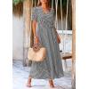 imagePRETTYGARDEN Womens Summer Wrap Maxi Dress Casual Boho Floral V Neck Short Sleeve Ruffle Hem Split Beach Long DressesDot Black White