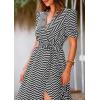 imagePRETTYGARDEN Womens Summer Wrap Maxi Dress Casual Boho Floral V Neck Short Sleeve Ruffle Hem Split Beach Long DressesDot Black White