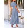 imagePRETTYGARDEN Womens Summer Wrap Maxi Dress Casual Boho Floral V Neck Short Sleeve Ruffle Hem Split Beach Long DressesDot Blue White