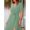 imagePRETTYGARDEN Womens Summer Wrap Maxi Dress Casual Boho Floral V Neck Short Sleeve Ruffle Hem Split Beach Long DressesDot Green White