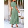 imagePRETTYGARDEN Womens Summer Wrap Maxi Dress Casual Boho Floral V Neck Short Sleeve Ruffle Hem Split Beach Long DressesDot Green White