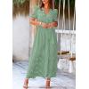 imagePRETTYGARDEN Womens Summer Wrap Maxi Dress Casual Boho Floral V Neck Short Sleeve Ruffle Hem Split Beach Long DressesDot Green White