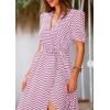 imagePRETTYGARDEN Womens Summer Wrap Maxi Dress Casual Boho Floral V Neck Short Sleeve Ruffle Hem Split Beach Long DressesDot Pink White