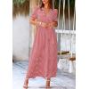 imagePRETTYGARDEN Womens Summer Wrap Maxi Dress Casual Boho Floral V Neck Short Sleeve Ruffle Hem Split Beach Long DressesDot Red White