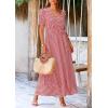 imagePRETTYGARDEN Womens Summer Wrap Maxi Dress Casual Boho Floral V Neck Short Sleeve Ruffle Hem Split Beach Long DressesDot Red White