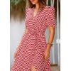 imagePRETTYGARDEN Womens Summer Wrap Maxi Dress Casual Boho Floral V Neck Short Sleeve Ruffle Hem Split Beach Long DressesDot Red White