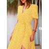 imagePRETTYGARDEN Womens Summer Wrap Maxi Dress Casual Boho Floral V Neck Short Sleeve Ruffle Hem Split Beach Long DressesDot Yellow White