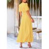 imagePRETTYGARDEN Womens Summer Wrap Maxi Dress Casual Boho Floral V Neck Short Sleeve Ruffle Hem Split Beach Long DressesDot Yellow White