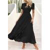 imagePRETTYGARDEN Womens Summer Wrap Maxi Dress Casual Boho Floral V Neck Short Sleeve Ruffle Hem Split Beach Long DressesZblack