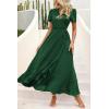 imagePRETTYGARDEN Womens Summer Wrap Maxi Dress Casual Boho Floral V Neck Short Sleeve Ruffle Hem Split Beach Long DressesZdark Green